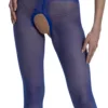 Voorkant kruisloze panty hip lace blauw