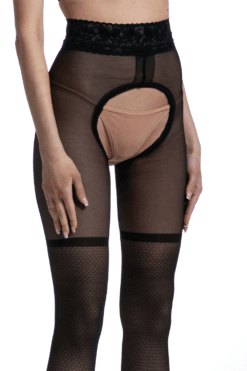 Voorkant kruisloze panty Joli zwart