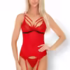 Product foto Rood Korset met jarretels en string "Parmin" van Livco Corsetti